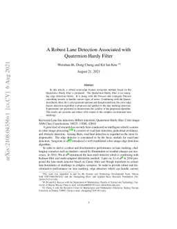 A Robust Lane Detection Associated with Quaternion Hardy Filter
