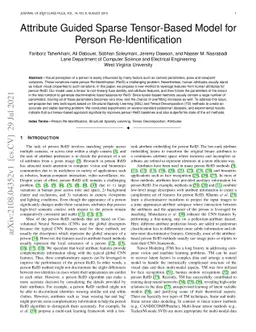 Attribute Guided Sparse Tensor-Based Model for Person Re-Identification