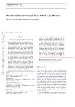 On Procedural Adversarial Noise Attack And Defense