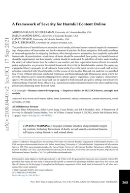 A Framework of Severity for Harmful Content Online