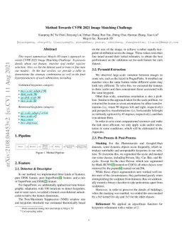 Method Towards CVPR 2021 Image Matching Challenge
