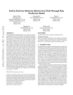 End-to-End User Behavior Retrieval in Click-Through RatePrediction Model