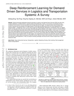 Deep Reinforcement Learning for Demand Driven Services in Logistics and
  Transportation Systems: A Survey