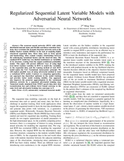 Regularized Sequential Latent Variable Models with Adversarial Neural
  Networks