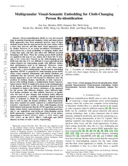 Multigranular Visual-Semantic Embedding for Cloth-Changing Person
  Re-identification