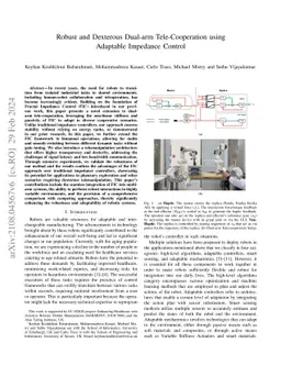 Robust and Dexterous Dual-arm Tele-Cooperation using Adaptable Impedance
  Control