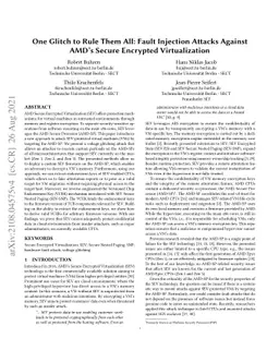 One Glitch to Rule Them All: Fault Injection Attacks Against AMD's
  Secure Encrypted Virtualization