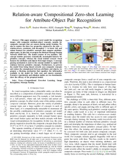 Relation-aware Compositional Zero-shot Learning for Attribute-Object
  Pair Recognition