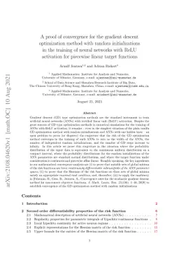 A proof of convergence for the gradient descent optimization method with
  random initializations in the training of neural networks with ReLU
  activation for piecewise linear target functions