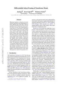 Differentiable Subset Pruning of Transformer Heads