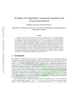 Too Many, Too Improbable: testing joint hypotheses and closed testing
  shortcuts