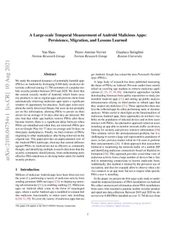 A Large-scale Temporal Measurement of Android Malicious Apps:
  Persistence, Migration, and Lessons Learned