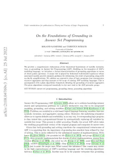 On the Foundations of Grounding in Answer Set Programming
