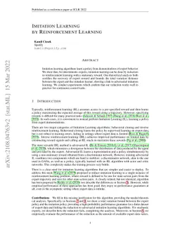 Imitation Learning by Reinforcement Learning