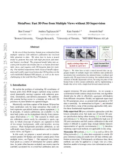 MetaPose: Fast 3D Pose from Multiple Views without 3D Supervision