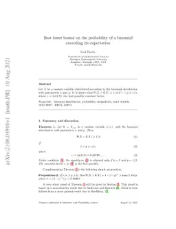 Best lower bound on the probability of a binomial exceeding its
  expectation