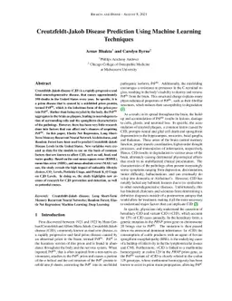 Creutzfeldt-Jakob Disease Prediction Using Machine Learning Techniques