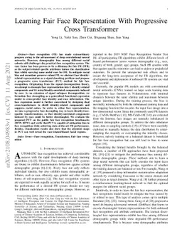 Learning Fair Face Representation With Progressive Cross Transformer