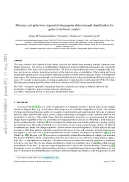 Minimax and pointwise sequential changepoint detection and
  identification for general stochastic models
