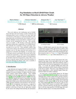 Fog Simulation on Real LiDAR Point Clouds for 3D Object Detection in
  Adverse Weather