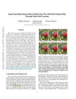 Improving Single-Image Defocus Deblurring: How Dual-Pixel Images Help
  Through Multi-Task Learning