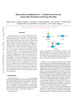 Hierarchical Conditional Flow: A Unified Framework for Image
  Super-Resolution and Image Rescaling