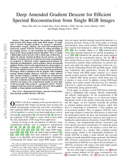 Deep Amended Gradient Descent for Efficient Spectral Reconstruction from
  Single RGB Images
