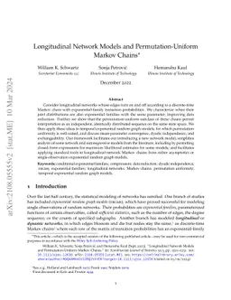 Longitudinal Network Models and Permutation-Uniform Markov Chains