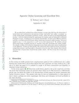 Agnostic Online Learning and Excellent Sets