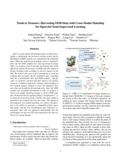 Trash to Treasure: Harvesting OOD Data with Cross-Modal Matching for
  Open-Set Semi-Supervised Learning