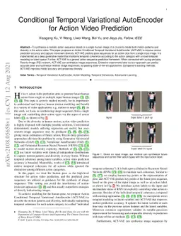 Conditional Temporal Variational AutoEncoder for Action Video Prediction
