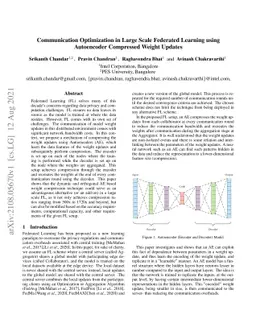 Communication Optimization in Large Scale Federated Learning using
  Autoencoder Compressed Weight Updates
