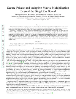 Secure Private and Adaptive Matrix Multiplication Beyond the Singleton
  Bound
