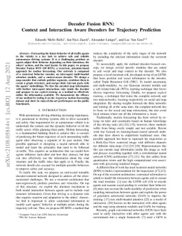 Decoder Fusion RNN: Context and Interaction Aware Decoders for
  Trajectory Prediction