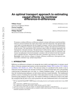 An Optimal Transport Approach to Estimating Causal Effects via Nonlinear
  Difference-in-Differences