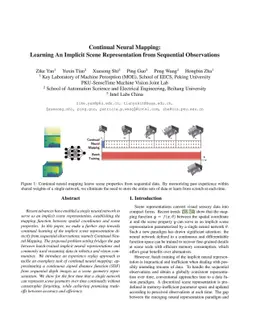 Continual Neural Mapping: Learning An Implicit Scene Representation from
  Sequential Observations