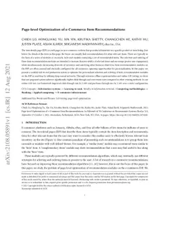 Page-level Optimization of e-Commerce Item Recommendations