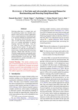 Hatemoji: A Test Suite and Adversarially-Generated Dataset for
  Benchmarking and Detecting Emoji-based Hate