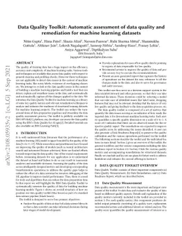 Data Quality Toolkit: Automatic assessment of data quality and
  remediation for machine learning datasets
