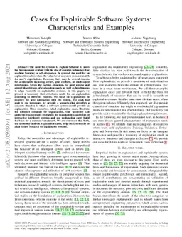 Cases for Explainable Software Systems:Characteristics and Examples