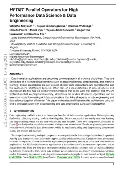 HPTMT Parallel Operators for High Performance Data Science & Data
  Engineering