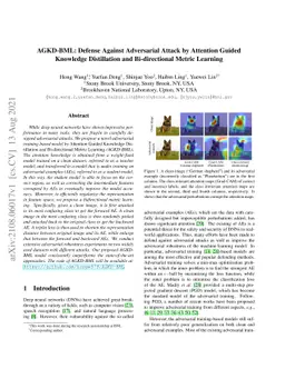 AGKD-BML: Defense Against Adversarial Attack by Attention Guided
  Knowledge Distillation and Bi-directional Metric Learning