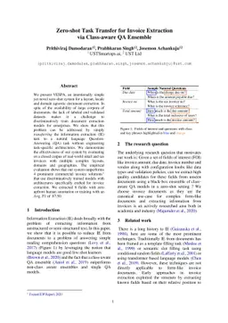 Zero-shot Task Transfer for Invoice Extraction via Class-aware QA
  Ensemble
