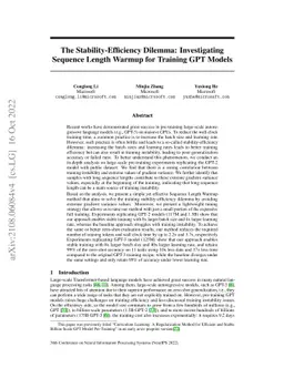 The Stability-Efficiency Dilemma: Investigating Sequence Length Warmup
  for Training GPT Models