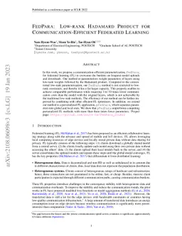 FedPara: Low-Rank Hadamard Product for Communication-Efficient Federated
  Learning