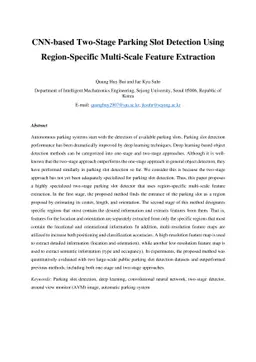 CNN-based Two-Stage Parking Slot Detection Using Region-Specific
  Multi-Scale Feature Extraction