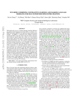 W2v-BERT: Combining Contrastive Learning and Masked Language Modeling
  for Self-Supervised Speech Pre-Training