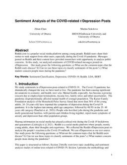 Sentiment Analysis of the COVID-related r/Depression Posts