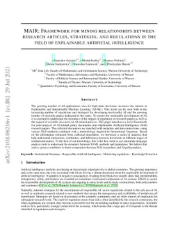 MAIR: Framework for mining relationships between research articles,
  strategies, and regulations in the field of explainable artificial
  intelligence