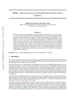 MINT -- Mainstream and Independent News Text Corpus
